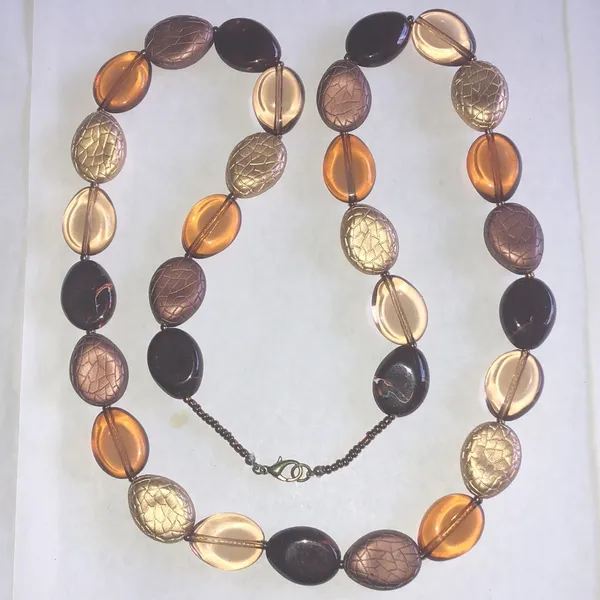 Neutral Multicolor Brown Boho Chunky Beaded Necklace - Image 5