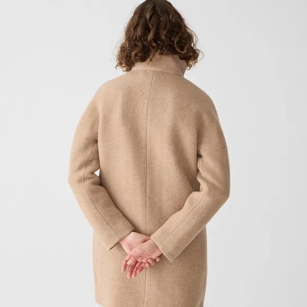 J Crew • Stadium Cloth Cocoon coat tan wool Nello Gori Heather Sandstone zip - Image 14