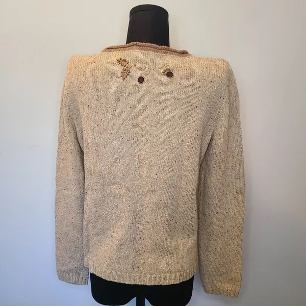 Vintage Christopher & Banks Novelty Cardigan Womens Sm OWL Embroidery 90s Y2K - Image 4