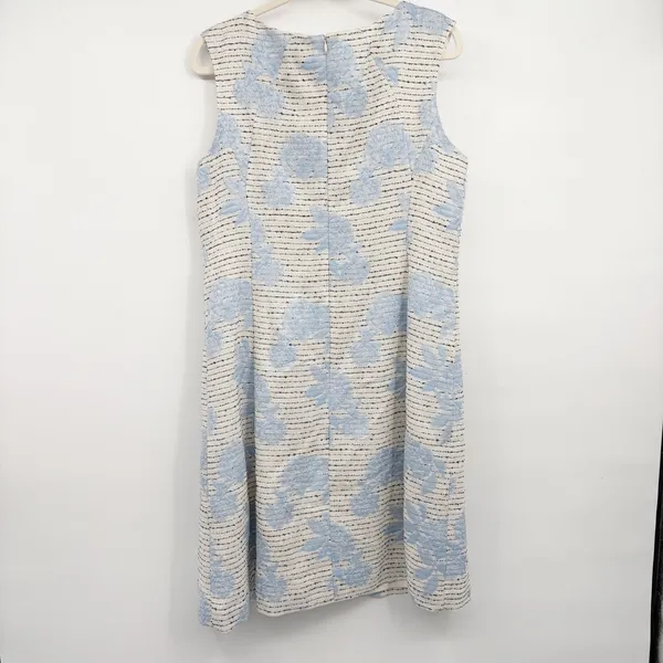Ann Taylor Womens Blue Floral Jacquard Tweed Classic Career Sheath Dress Size 12 - Image 8
