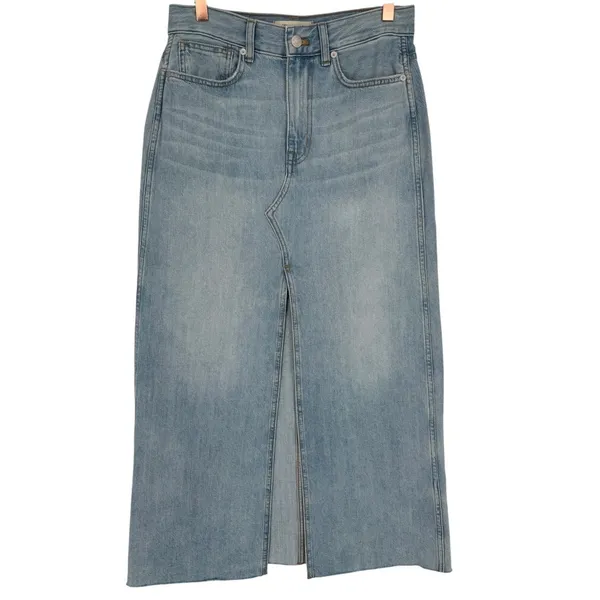 NWT Madewell Women's Rilee Denim Midi Skirt Front Slit Light Wash Blue Size 25‎ - Image 5