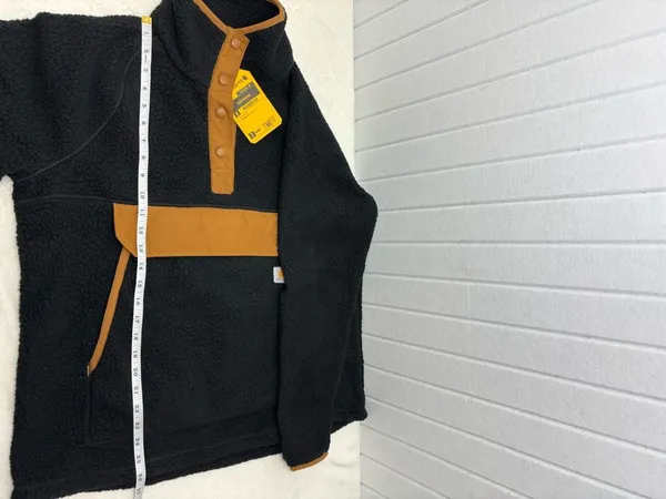 Carhartt Quarter Snap Fleece Pullover Black Tan Relaxed Fit Teddy Jacket‎ size L - Image 9