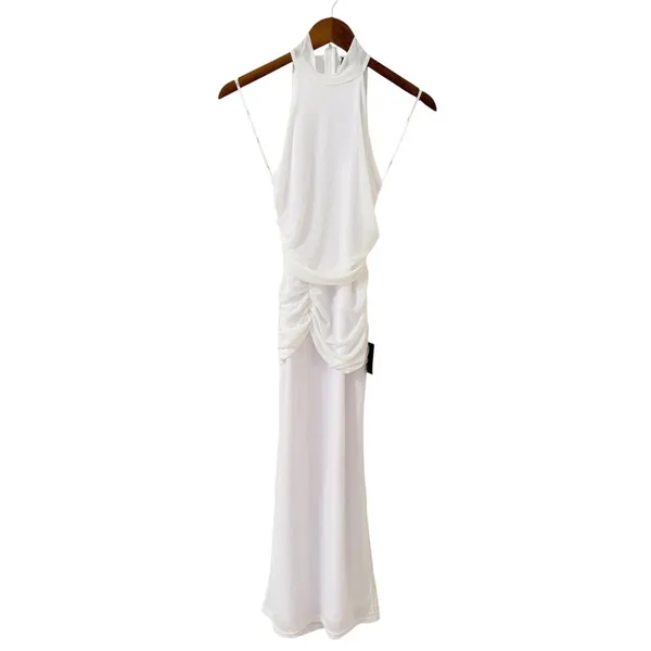 Lulus Audra White Mesh Mock Neck Bodycon Midi Dress size S NWT - Image 4