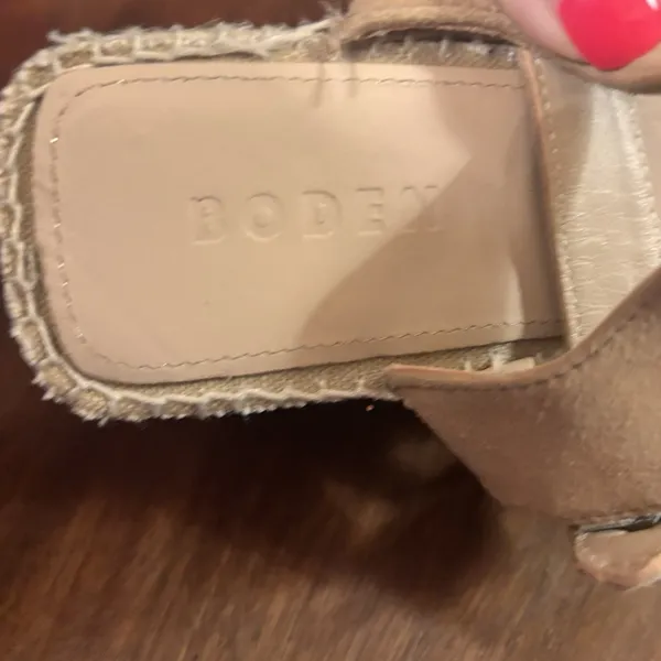 Boden Beige Leather Espadrille Platform Wedge‎ Sandals Women's EU 38 US 7.5 8 - Image 8