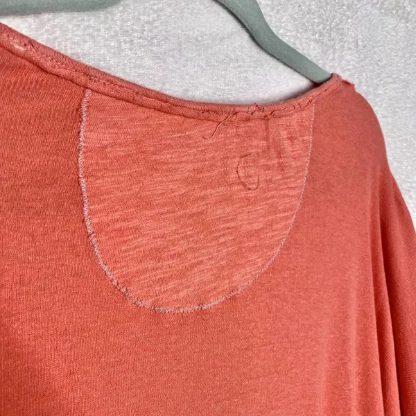 Free People We the Free Star Relaxed Distressed Henley Top Orange Linen Small - Image 11