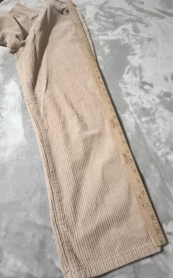 SO High Rise Straight Leg Corduroy Pants Beige Women Pockets Button Size 7 - Image 7