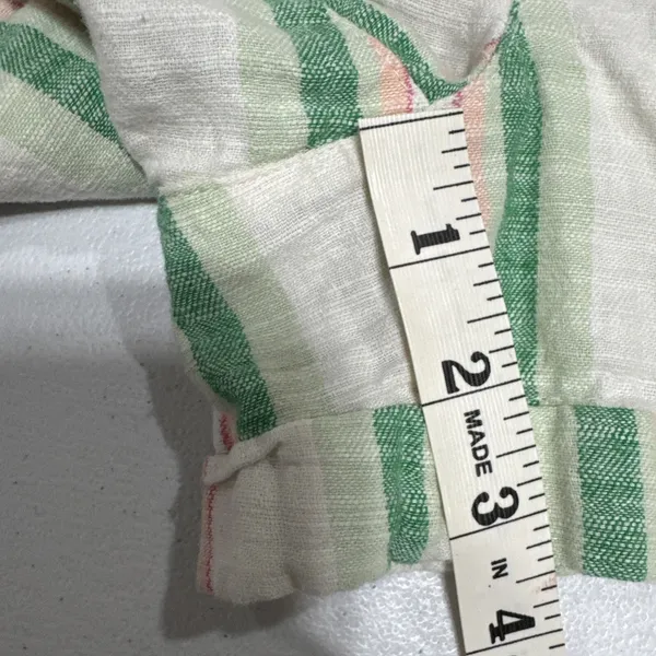 Old Navy High Rise Linen Blend Shorts Womens S Pull On Cuffed Green Multi Stripe - Image 10