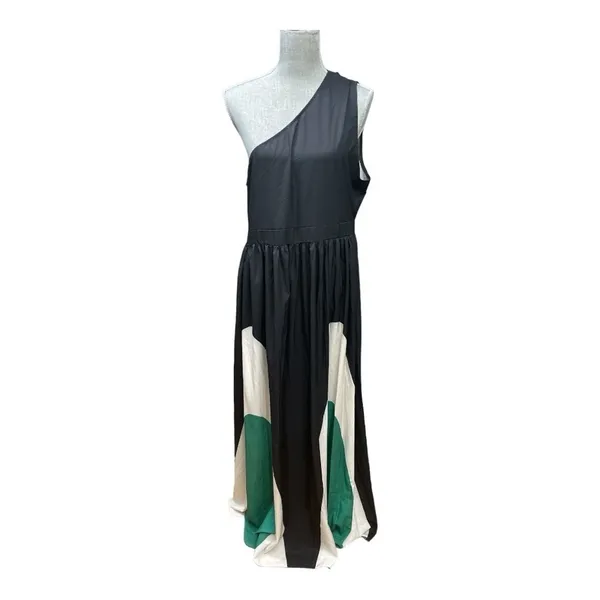 SHEIN Women's Sexy One Shoulder Maxi Dress Sleeveless Pleated Flowy A-Line L - Image 2