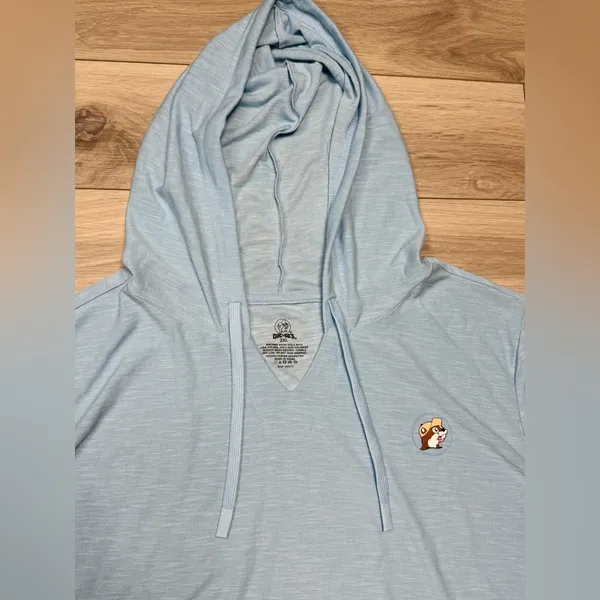 Buc-ee's Women's, Buc Baja Solid, baby blue lightweight hoodie Sz 2XL - Image 2