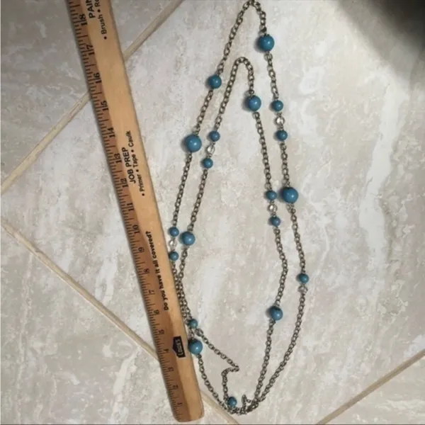 Long Turquoise Double Layer Necklace - Image 4