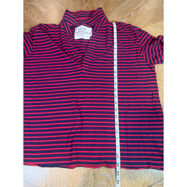 Frank & Eileen Patrick Popover Navy Red Striped Cotton Tee Lab Shirt Size Medium - Image 8