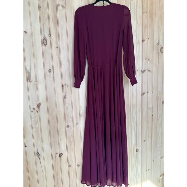 NWT Lulus My Whole Heart Plum Long Sleeve Wrap Dress Bridesmaid Gala Banquet XS - Image 5