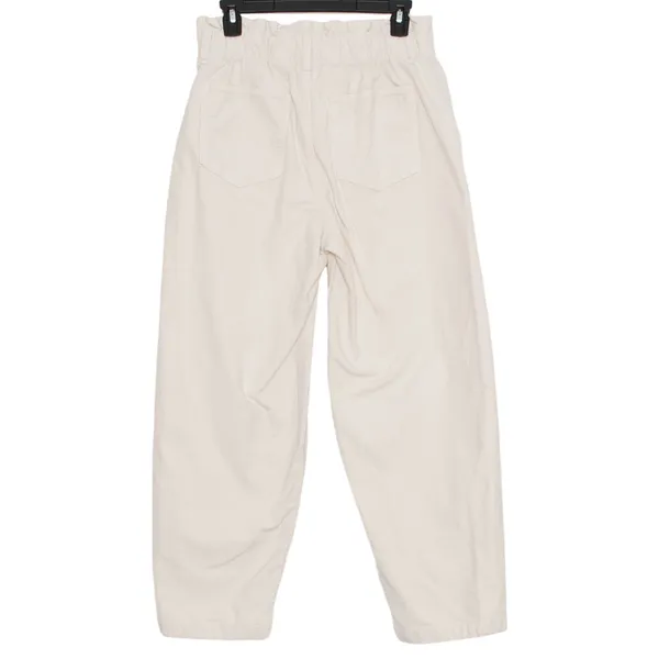 American Eagle Corduroy Pants Barrel Leg Paperbag Waist High Rise Baggy Cream 2 - Image 2