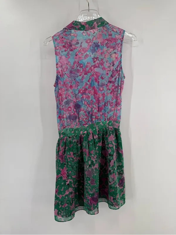 Gryphon Pink Blue‎ Green Floral Mini Dress size small - Image 4