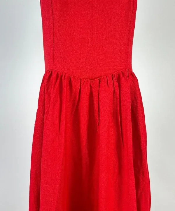 NWT Farm Rio Stretch Linen Blend Cami Maxi Dress Size S Classic RED - Image 8