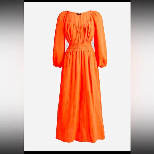J.Crew V-Neck Midi Dress in Soft Gauze Size Medium - Image 4