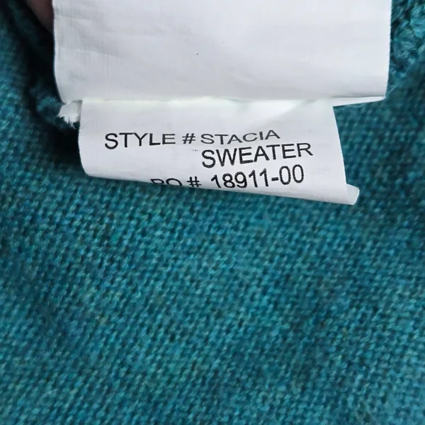 Prana‎ Stacia Sweater Teal Green Geometric Knit Organic Cotton Size S - Image 6