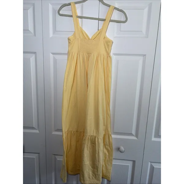 Vanilla Star Tiered Maxi Dress Womens Size S Yellow Boho Summer Cotton Blend - Image 3