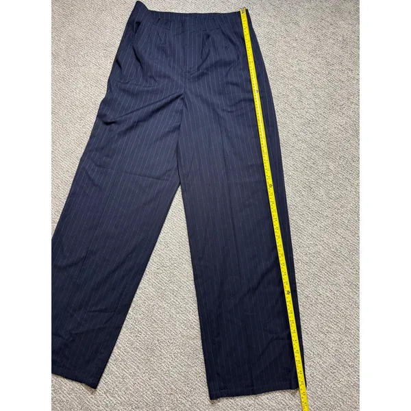 Venus Womens Navy Blue Pinstripe Wide‎ Leg Dress Pants Trousers Size 10 - Image 5