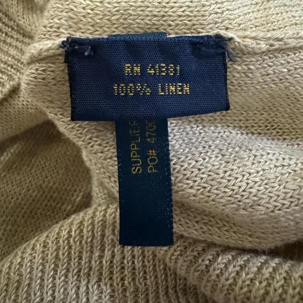 Polo‎ Ralph Lauren knit linen Sweater V-Neck Classic Preppy Pullover oversized - Image 3