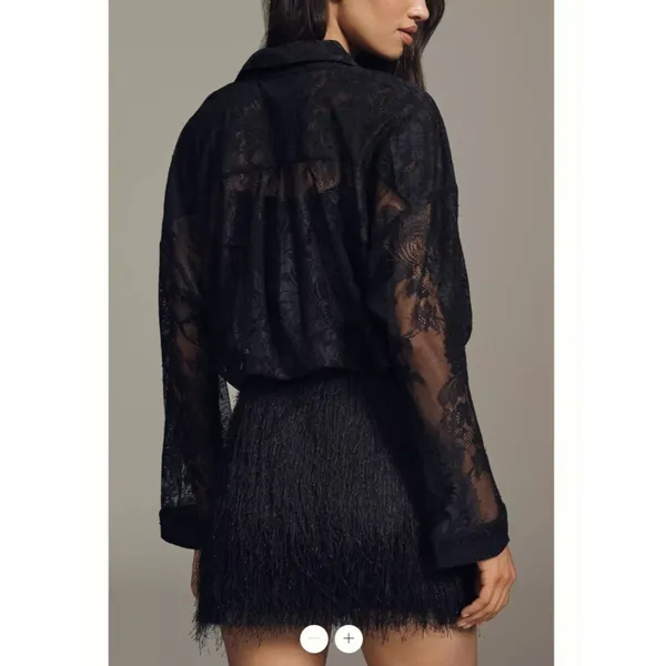 Anthropologie Maeve Fringe Twofer Mini Shirtdress - Image 4
