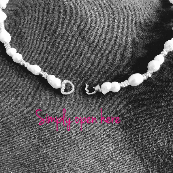 Nature Pearl Necklace 18” With Heart Clasp Sparkle - Image 7