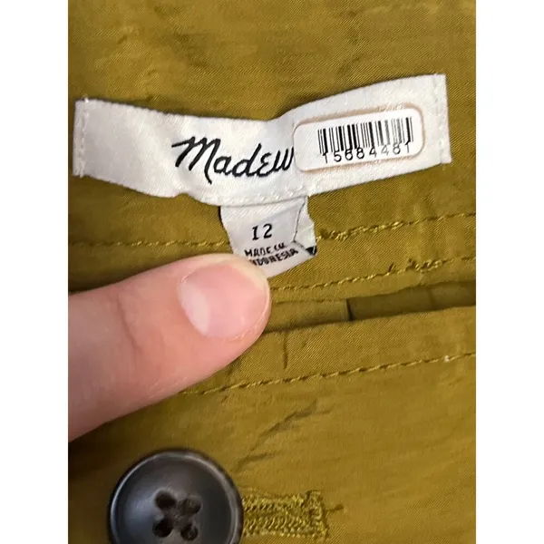 Madewell Sz 12 Olive Green Harlow Wide Leg High Rise Viscose Cargo Pants solid - Image 6
