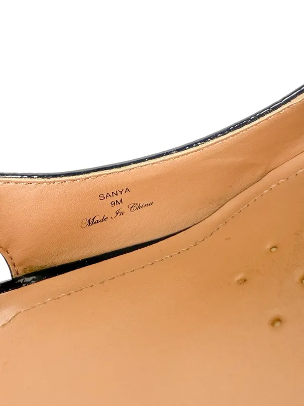 NYDJ Sanya Point Toe Slingback Heels Navy Patent Leather Size 9 - Image 10