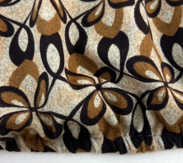Funky People Tan Brown and Black Puff Sleeve Elastic Waist Floral Top Size XL - Image 5