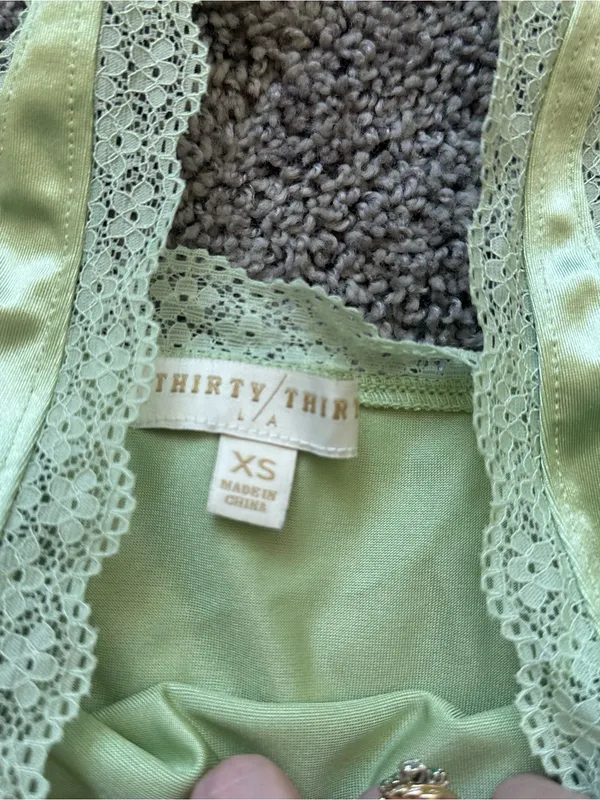 Satin Lace-Trim Halter Camisole in Light Green - Image 5