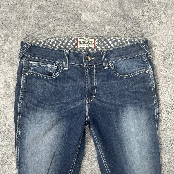 Ariat Real Denim Jeans Women 33R Blue Mid Rise Skinny Ella Stretch Denim Cowgirl - Image 2