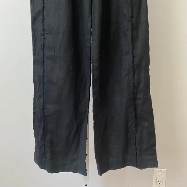 Hansen & Gretel Linen Coastal Lagenlook Sustainable Wide Leg Pants S Black - Image 2