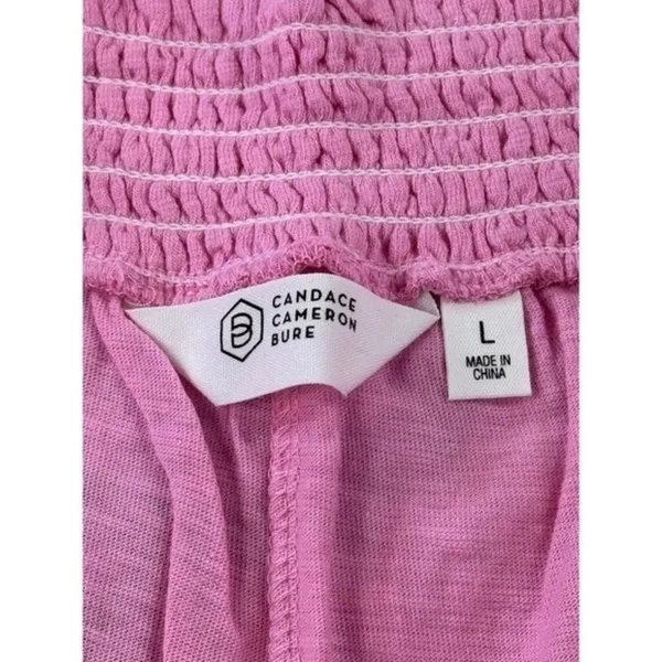 Candace Cameron Bure‎ Pink Smocked Waist Wide Leg Pants Cotton Linen Blend L - Image 7