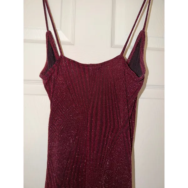 IN San Francisco Sparkle Ruched Wrap Dress Burgundy Size S‎ - Image 5