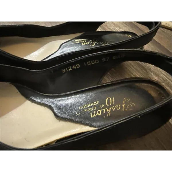 Fashion 10 Endicott Johnson Vintage Leather Pumps Wedge Classic Minimalist Black - Image 7