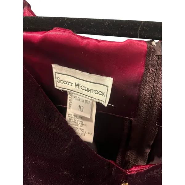 Vintage 90s NWOT Scott McClintock Velvet Size 10 Prom Maxi Dress Burgundy Formal - Image 4