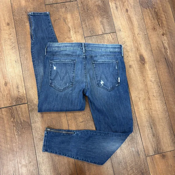 Mother Jeans The Looker Ankle Crop Zip Low Rise Skinny Jeans 31 Distressed 35x28 - Image 3