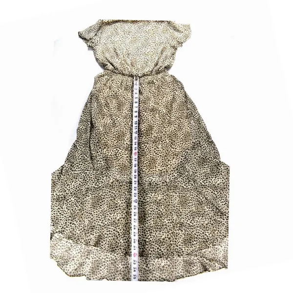 Lovestitch Leopard Print High Low Maxi Dress Brown Tan Smocked Waist Medium - Image 9