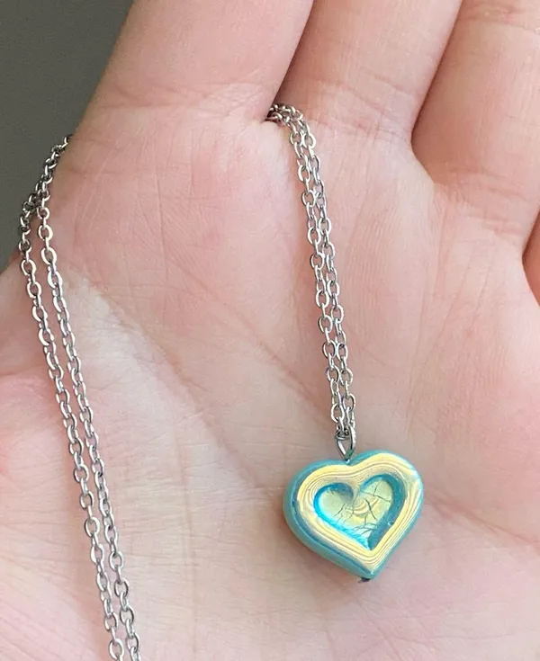 Handmade quality Czech glass heart bead fairy vintage retro y2k style necklace🩵 - Image 5