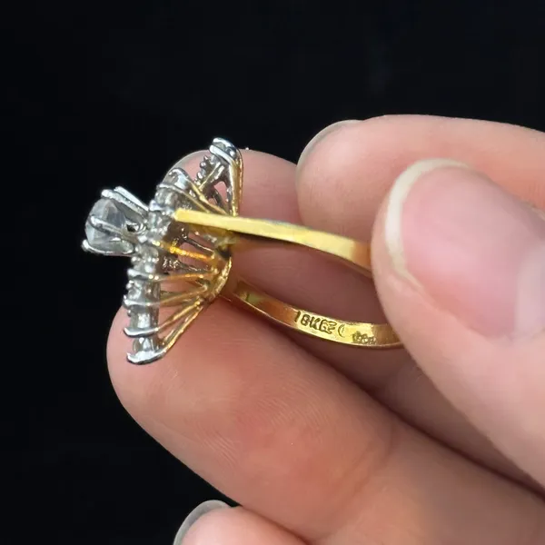 Vintage 18KGE Gold Electroplate Rhinestone Starburst Cluster Cocktail Ring Sz 6 - Image 5