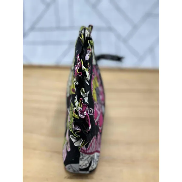 Vera Bradley Floral Cosmetic Bag Zip Closure‎ Black - Image 2