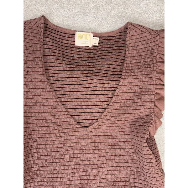 Nation LTD Fabienne Fused Ruffle Dress Brown mauve L‎ - Image 5