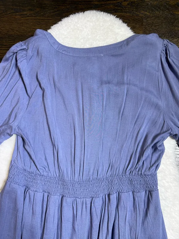 Baltic Born Hannah Dusty Blue Midi Boho Lace Dress Large - Image 10