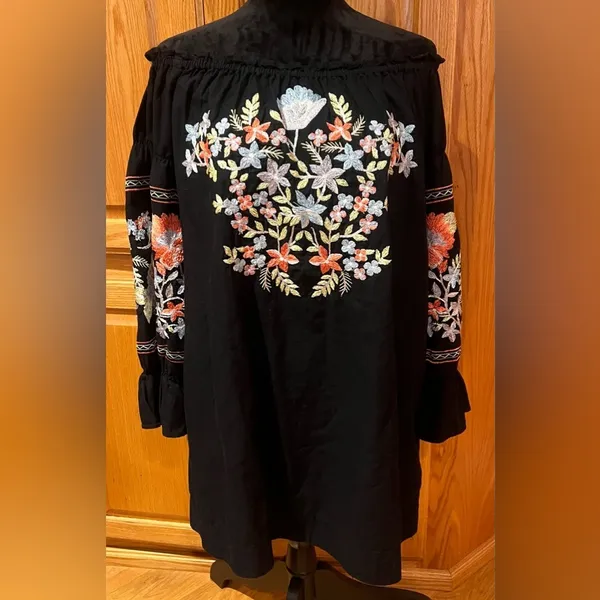 Free People Fleur‎ Du Jour Floral Embroidered Off-the-Shoulder Mini Dress Small - Image 8