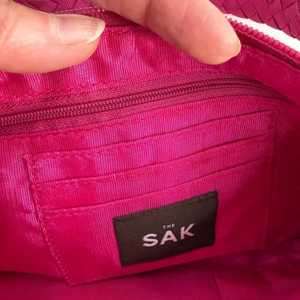 Vtg Y2K The Sak Small Pink Woven Shoulder Bag‎ Silver Zipper Femme Twee Crochet - Image 10