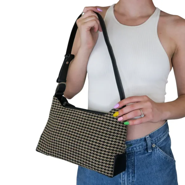 Vintage Y2K Tweed Shoulder Bag Purse - Image 4