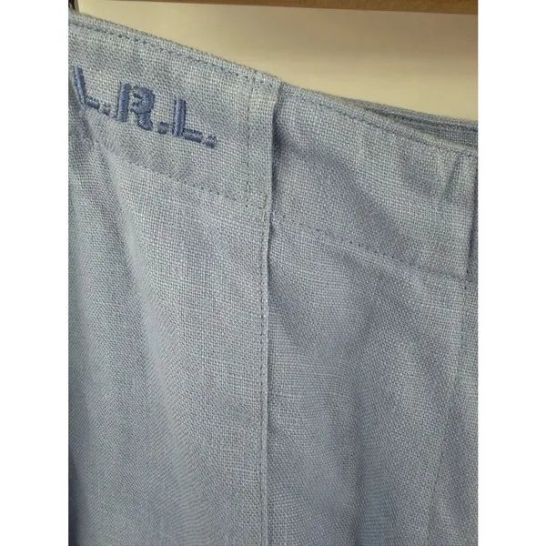 Ralph Lauren vintage linen wide leg cropped patch pocket blue pant women’s 4 - Image 3
