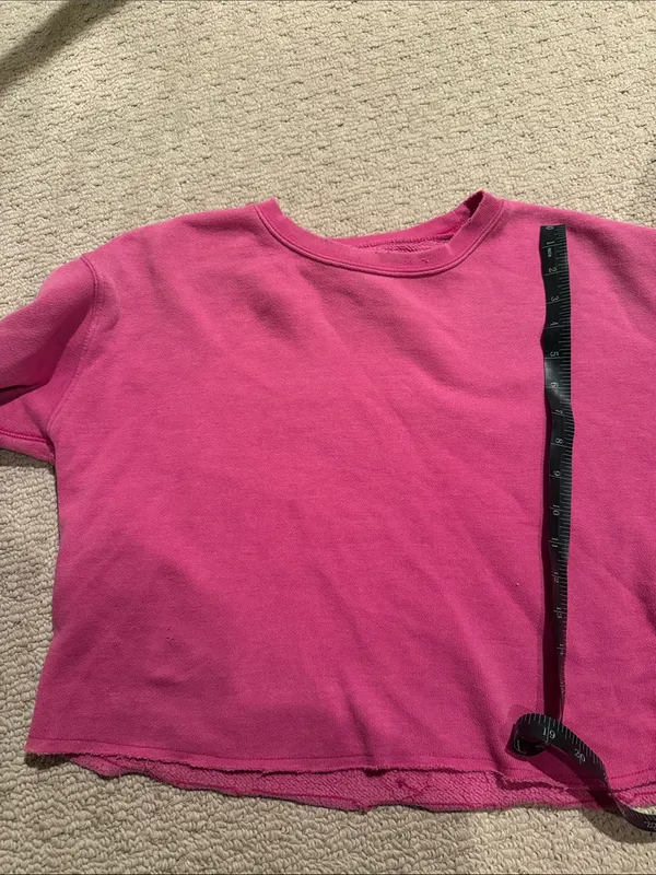 American Eagle Distressed Crewneck Crop Sweatshirt - Pink - Image 4