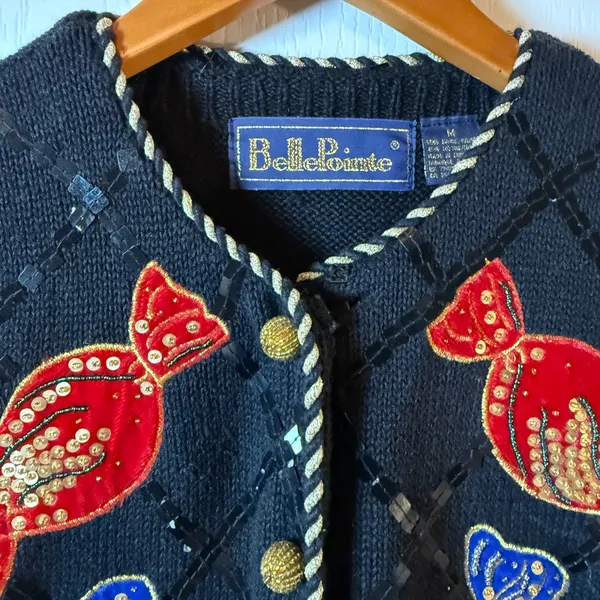 VINTAGE Belle Point Christmas Knit Vest Sz M - Image 5