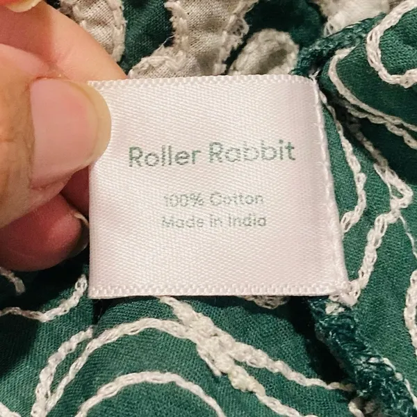 Roller Rabbit Appricus Kurta top or mini dress. Green with white appliqué. Med - Image 10